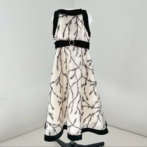 Little Miss Girls Cream & Black Velvet Formal Dress sz 6